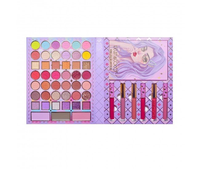 Set 8 Produse de Machiaj, KEVIN & COCO, Violet Fairy, 51 culori, 19.5 x 24.5 x 2.5 cm Set 8 Produse de Machiaj, KEVIN & COCO, Violet Fairy, 51 culori, 19.5 x 24.5 x 2.5 cm
