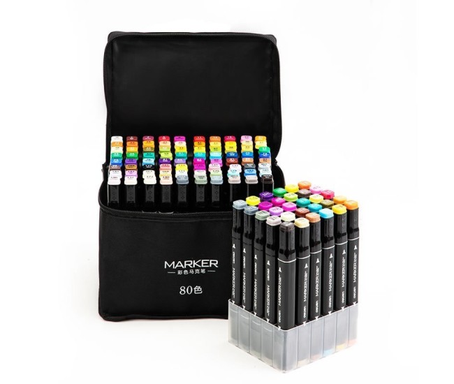 Set 80 Markere, Flippy, pe Baza de Ulei, Dublu Capat, Subtire 1mm si Gros 6 mm, Geanta Depozitare, 15 cm, Multicolor Set 80 Markere, Flippy, pe Baza de Ulei, Dublu Capat, Subtire 1mm si Gros 6 mm, Geanta Depozitare, 15 cm, Multicolor