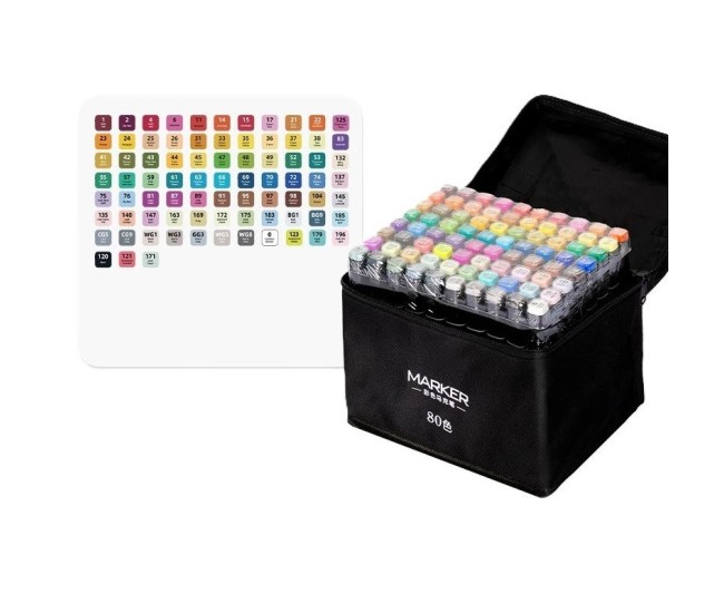 Set 80 Markere, Flippy, pe Baza de Ulei, Dublu Capat, Subtire 1mm si Gros 6 mm, Geanta Depozitare, 15 cm, Multicolor Set 80 Markere, Flippy, pe Baza de Ulei, Dublu Capat, Subtire 1mm si Gros 6 mm, Geanta Depozitare, 15 cm, Multicolor