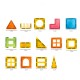 Set 88 Piese Magnetice de Constructie, Flippy, Piese 5.5 cm, Magnetic Tiles, Forme Geometrice, 3 Ani, ABS, Magnet, 27.5 x 21.5 x 17 cm, Multicolor