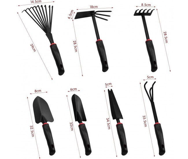 Set 9 Unelte de Gradina Flippy, pentru Plantare Prelucrare Sol si Ingrijire Plante, Material PVC si cardboard, 25 x 14.5 cm, negru Set 9 Unelte de Gradina Flippy, pentru Plantare Prelucrare Sol si Ingrijire Plante, Material PVC si cardboard, 25 x 14.5 cm, negru