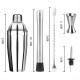 Set Barman Preparare Cocktail,Flippy, 6 Piese, Inox, Argintiu, Kit Accesorii Bar si Mixologie: Shaker750ml, Masura dubla, Pistil, Lingura barman, 2 Picuratoare