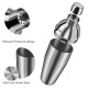 Set Barman Preparare Cocktail,Flippy, 6 Piese, Inox, Argintiu, Kit Accesorii Bar si Mixologie: Shaker750ml, Masura dubla, Pistil, Lingura barman, 2 Picuratoare