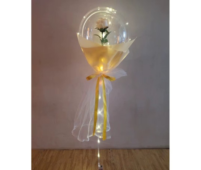 Set Buchet Decorativ, Flippy, Trandafir in Balon cu Lumini Led, Diametru 35 cm, 2 x Baterii AA (neincluse), Sampanie Set Buchet Decorativ, Flippy, Trandafir in Balon cu Lumini Led, Diametru 35 cm, 2 x Baterii AA (neincluse), Sampanie