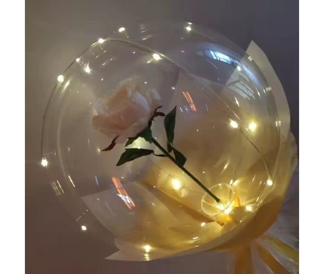 Set Buchet Decorativ, Flippy, Trandafir in Balon cu Lumini Led, Diametru 35 cm, 2 x Baterii AA (neincluse), Sampanie Set Buchet Decorativ, Flippy, Trandafir in Balon cu Lumini Led, Diametru 35 cm, 2 x Baterii AA (neincluse), Sampanie