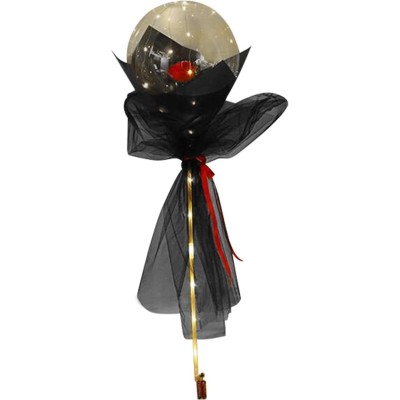 Set Buchet Decorativ, Flippy, Trandafir in Balon cu Lumini Led, Diametru 35 cm, 2 x Baterii AA (neincluse), Rosu/Negru Set Buchet Decorativ, Flippy, Trandafir in Balon cu Lumini Led, Diametru 35 cm, 2 x Baterii AA (neincluse), Rosu/Negru