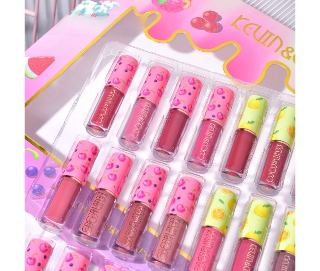 Set de Buze, KEVIN & COCO, 36 Lip Gloss-uri, Model Capac cu Fructe, 32.3 x 24.3 x 2.4 cm, Multicolor Set de Buze, KEVIN & COCO, 36 Lip Gloss-uri, Model Capac cu Fructe, 32.3 x 24.3 x 2.4 cm, Multicolor