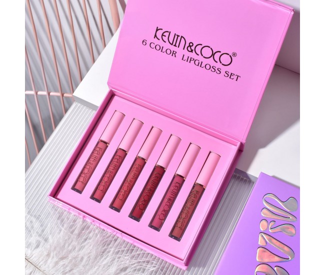 Set de Buze, KEVIN & COCO, Pink Girl, 6 Lip Gloss-uri, 17 x 14.8 x 2.9 cm, Roz/Maro Set de Buze, KEVIN & COCO, Pink Girl, 6 Lip Gloss-uri, 17 x 14.8 x 2.9 cm, Roz/Maro
