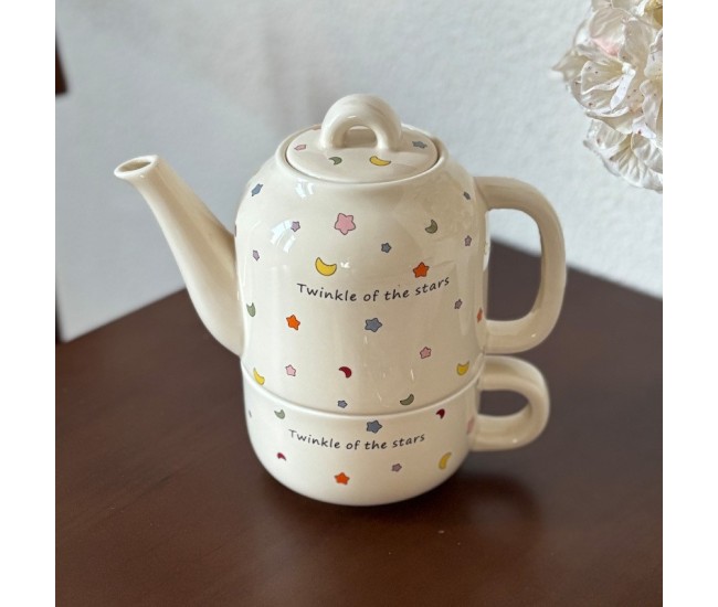 Set de Ceai, Flippy, Ceainic cu Ceasca pentru Uz Casnic, Stele cu Luna, Set de Ceai pentru Copii, Adulti, 18 x 17 x 13 cm, Alb Crem Set de Ceai, Flippy, Ceainic cu Ceasca pentru Uz Casnic, Stele cu Luna, Set de Ceai pentru Copii, Adulti, 18 x 17 x 13 cm, Alb Crem
