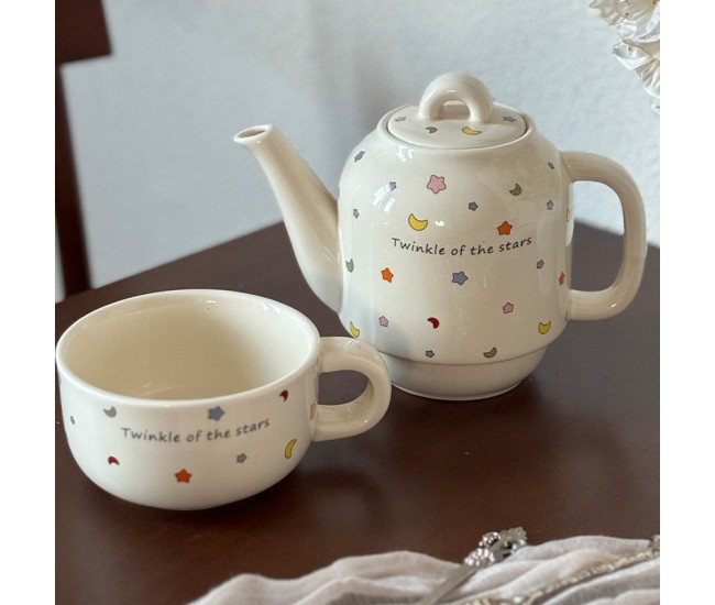 Set de Ceai, Flippy, Ceainic cu Ceasca pentru Uz Casnic, Stele cu Luna, Set de Ceai pentru Copii, Adulti, 18 x 17 x 13 cm, Alb Crem Set de Ceai, Flippy, Ceainic cu Ceasca pentru Uz Casnic, Stele cu Luna, Set de Ceai pentru Copii, Adulti, 18 x 17 x 13 cm, Alb Crem
