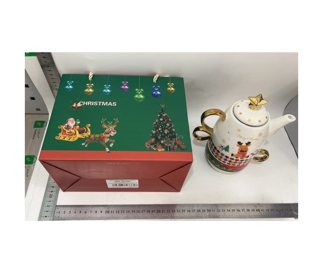 Set de Ceai, Flippy, Tema Craciun, Ceainic 450 ml, 2 x Cani 250 ml, din Ceramica, Model Ren Merry Christmas, Alb/Verde Set de Ceai, Flippy, Tema Craciun, Ceainic 450 ml, 2 x Cani 250 ml, din Ceramica, Model Ren Merry Christmas, Alb/Verde