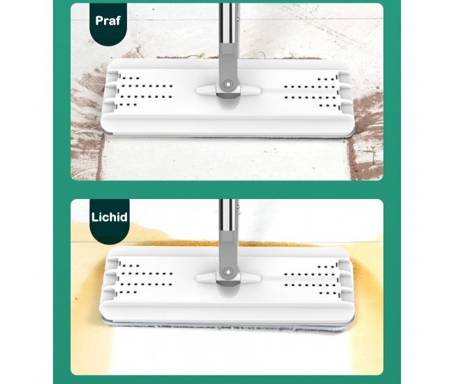 Set de curatenie Flippy, mop si galeata, galeata 5.7 l, 4 rezerve microfibra incluse, design modern, pentru interior, material plastic, peri sintetici, plat, cu storcere, alb Set de curatenie Flippy, mop si galeata, galeata 5.7 l, 4 rezerve microfibra incluse, design modern, pentru interior, material plastic, peri sintetici, plat, cu storcere, alb