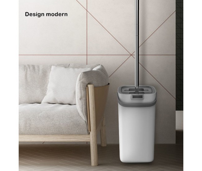 Set de curatenie Flippy, mop si galeata, galeata 5.7 l, 4 rezerve microfibra incluse, design modern, pentru interior, material plastic, peri sintetici, plat, cu storcere, alb Set de curatenie Flippy, mop si galeata, galeata 5.7 l, 4 rezerve microfibra incluse, design modern, pentru interior, material plastic, peri sintetici, plat, cu storcere, alb