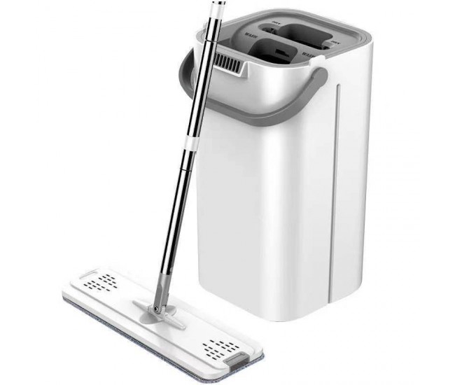 Set de curatenie Flippy, mop si galeata, galeata 5.7 l, 4 rezerve microfibra incluse, design modern, pentru interior, material plastic, peri sintetici, plat, cu storcere, alb Set de curatenie Flippy, mop si galeata, galeata 5.7 l, 4 rezerve microfibra incluse, design modern, pentru interior, material plastic, peri sintetici, plat, cu storcere, alb