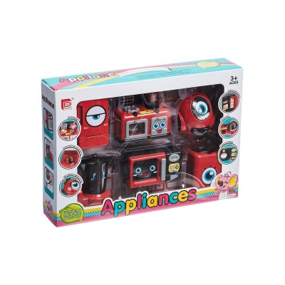 Set de joaca mini bucatarie, aparate de uz casnic mici, 6 piese, pentru copii, rosu Set de joaca mini bucatarie, aparate de uz casnic mici, 6 piese, pentru copii, rosu