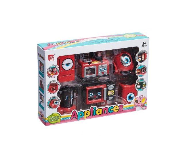 Set de joaca mini bucatarie, aparate de uz casnic mici, 6 piese, pentru copii, rosu