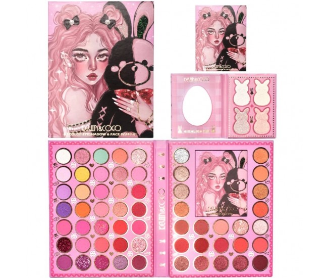 Set farduri 2 in 1 Kevin&Coco, paleta 62 nuante, mini paleta iluminator tip carte, rezistenta ridicata, 22 x 17 cm, 430 g, multicolor Set farduri 2 in 1 Kevin&Coco, paleta 62 nuante, mini paleta iluminator tip carte, rezistenta ridicata, 22 x 17 cm, 430 g, multicolor