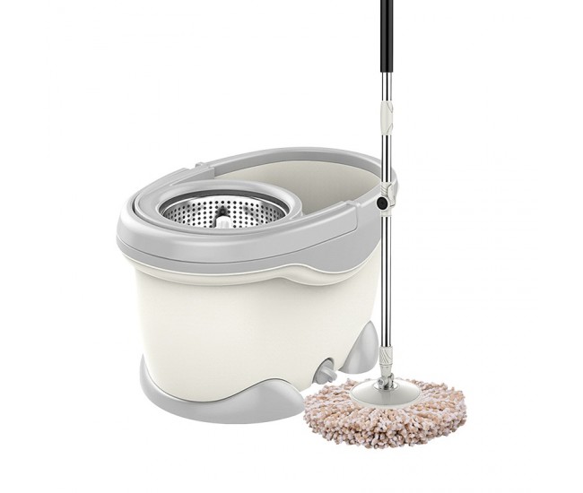 Set Galeata si Mop Rotativ 360°, Flippy, Cu Dubla Actiune Centrifuga, Pentru Uz Casnic, Maner din Otel Inoxidabil Telescopic, 2 Capte din Bumbac, 46x27x29 cm, Alb Set Galeata si Mop Rotativ 360°, Flippy, Cu Dubla Actiune Centrifuga, Pentru Uz Casnic, Maner din Otel Inoxidabil Telescopic, 2 Capte din Bumbac, 46x27x29 cm, Alb