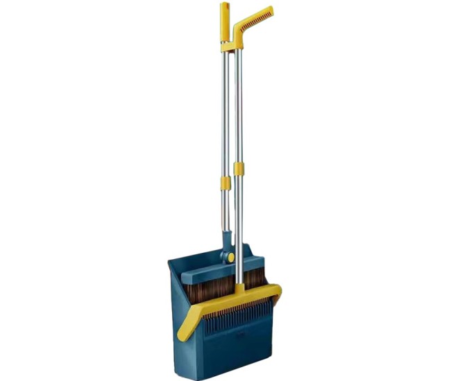 Set Matura si Faras cu Coada Flippy, cu Dinti de Pieptene pentru Curatare Matura, rotativ, pliabil, detasabil, Otel inoxidabil si Polipropilena, 99 x 30 cm Albastru