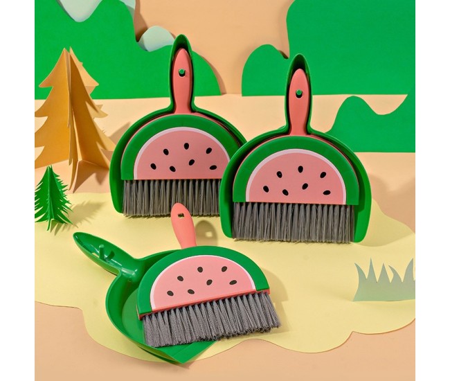 Set Mini Matura si Faras, Flippy, LITTLE CLEANER, Uz Casnic, pentru Birou, Bucatarie, Casa, Model Pepene Verde, 23 x 18 cm Roz-Verde