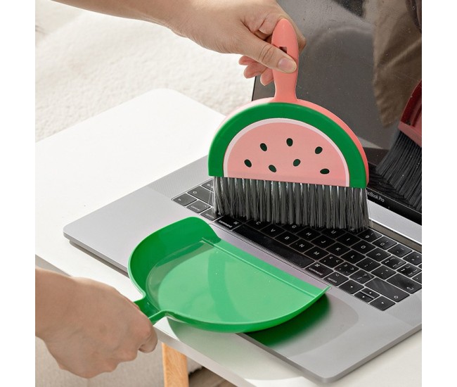 Set Mini Matura si Faras, Flippy, LITTLE CLEANER, Uz Casnic, pentru Birou, Bucatarie, Casa, Model Pepene Verde, 23 x 18 cm Roz-Verde