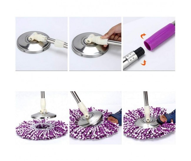 Set mop rotativ cu galeata Flippy, material plastic si microfibra, rezistent, cu dop scurgere, vas detasabil, pentru interior, capacitate 8 l, negru/rosu