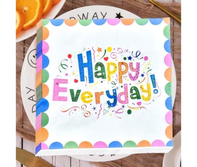 Set 20 Servetele de Masa, Flippy, din Hartie, 33 x 33 cm, Model Happy Everyday, Multicolor Set 20 Servetele de Masa, Flippy, din Hartie, 33 x 33 cm, Model Happy Everyday, Multicolor
