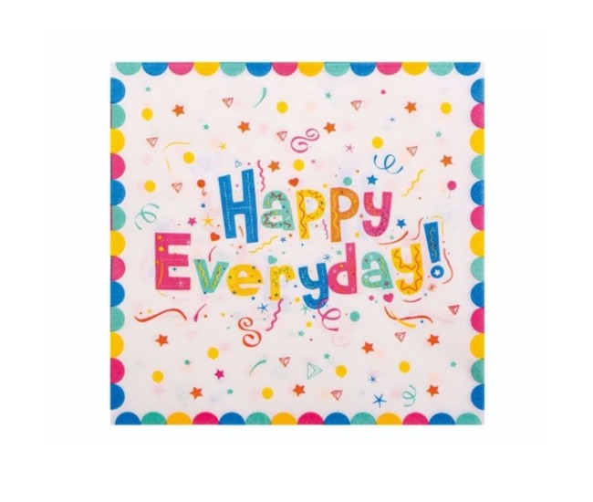 Set 20 Servetele de Masa, Flippy, din Hartie, 33 x 33 cm, Model Happy Everyday, Multicolor Set 20 Servetele de Masa, Flippy, din Hartie, 33 x 33 cm, Model Happy Everyday, Multicolor