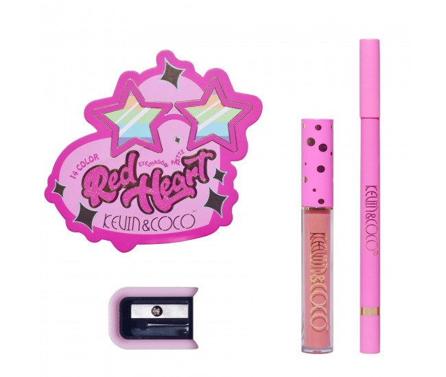 Set Paleta de machiaj cu 14 farduri de pleoape Kevin&Coco, Red Heart Eyeshadow Palette, 21 x 20.5 x 2.2cm Set Paleta de machiaj cu 14 farduri de pleoape Kevin&Coco, Red Heart Eyeshadow Palette, 21 x 20.5 x 2.2cm