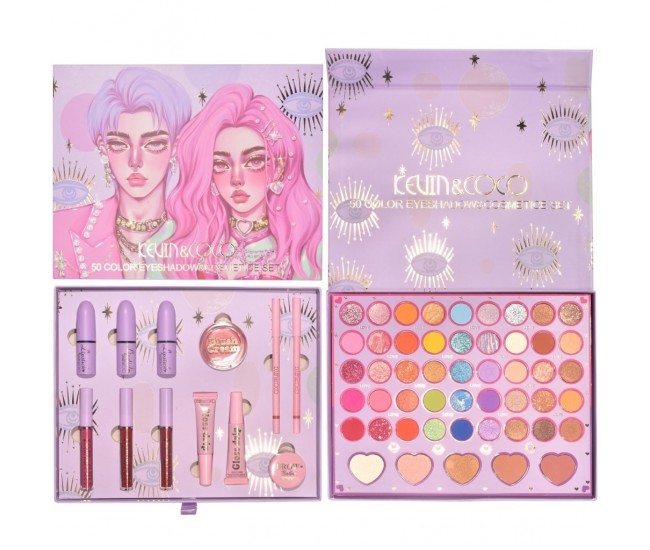 Set 13 Produse de Machiaj, KEVIN & COCO, Moonlight, 50 culori, 29 x 23 cm Set 13 Produse de Machiaj, KEVIN & COCO, Moonlight, 50 culori, 29 x 23 cm