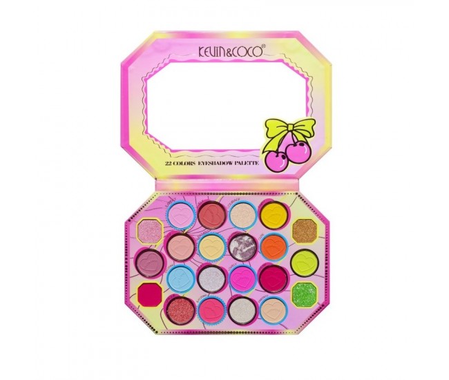 Paleta de Machiaj, KEVIN & COCO, Pink Cherry, Fard de Pleoape, 22 culori, 19 x 13.7 x 1.3 cm Paleta de Machiaj, KEVIN & COCO, Pink Cherry, Fard de Pleoape, 22 culori, 19 x 13.7 x 1.3 cm