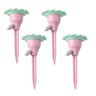 Set picuratoare cu valva pentru irigare Flippy, design floare, viteza reglabila, fixare prin infigere, practic, 16.8 x 9 cm, roz