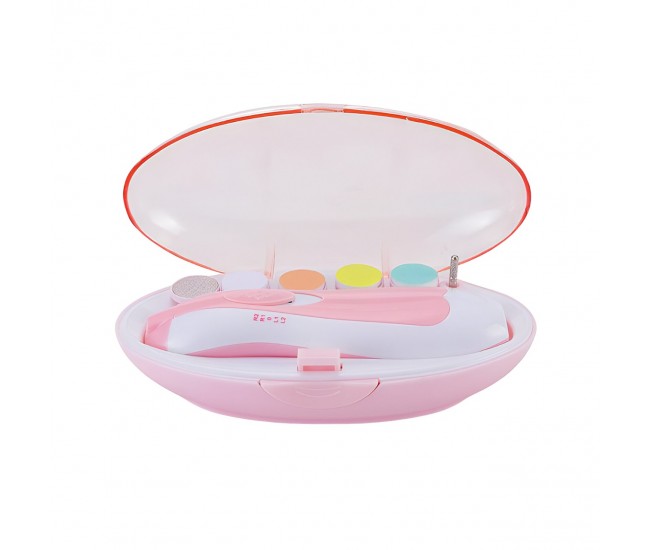 Set Pila Electrica pentru Copii si Bebelusi, Flippy, ABS, 6 Accesorii, cu Lumina LED, Roz Alb Set Pila Electrica pentru Copii si Bebelusi, Flippy, ABS, 6 Accesorii, cu Lumina LED, Roz Alb