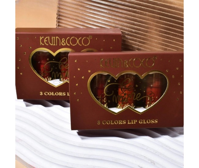 Set Rujuri de Buze Lucioase, KEVIN & COCO, Be Mine 3 Culori, Lip-Gloss, 11 x 7.3 x 2.7cm, Roz-Rosu, Varianta B Set Rujuri de Buze Lucioase, KEVIN & COCO, Be Mine 3 Culori, Lip-Gloss, 11 x 7.3 x 2.7cm, Roz-Rosu, Varianta B