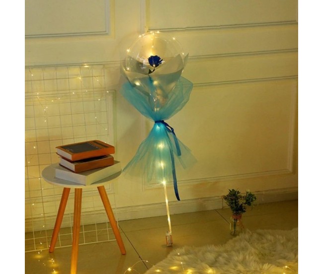 Set Trandafir in Balon LED cu Lumini, Flippy, Tip Buchet, Diametru 35 cm, Albastru Set Trandafir in Balon LED cu Lumini, Flippy, Tip Buchet, Diametru 35 cm, Albastru