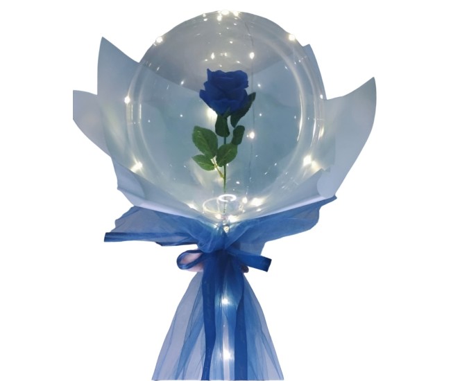 Set Trandafir in Balon LED cu Lumini, Flippy, Tip Buchet, Diametru 35 cm, Albastru Set Trandafir in Balon LED cu Lumini, Flippy, Tip Buchet, Diametru 35 cm, Albastru
