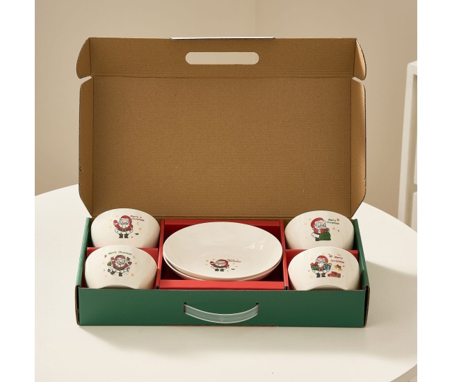 Set Vesela Festiva, Flippy, Tema Craciun, 4 x Boluri 300 ml, 2 x Farfurii 18 x 3.4 cm, din Ceramica, Model 3, Multicolor Set Vesela Festiva, Flippy, Tema Craciun, 4 x Boluri 300 ml, 2 x Farfurii 18 x 3.4 cm, din Ceramica, Model 3, Multicolor