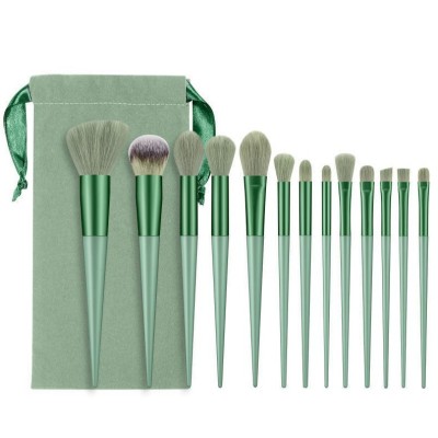 Set 13 pensule pentru machiaj, Flippy, super soft, makeup profesional/incepatori, verde Set 13 pensule pentru machiaj, Flippy, super soft, makeup profesional/incepatori, verde