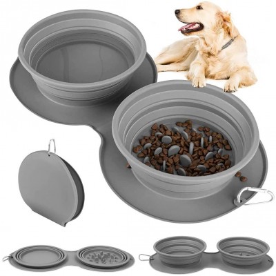 Set 2 Boluri din Silicon pentru Animalul de Companie, Flippy, Antialunecare, Gri
