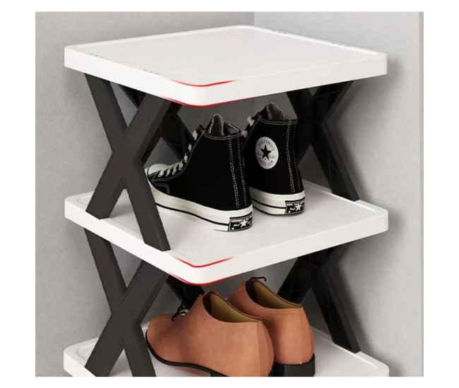 Organizator de Pantofi, Flippy, 5 Straturi, din ABS, Suport Modular, 65.5 x 24 x 26 cm, Negru/Alb Organizator de Pantofi, Flippy, 5 Straturi, din ABS, Suport Modular, 65.5 x 24 x 26 cm, Negru/Alb