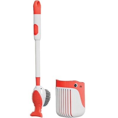 Perie de Toaleta, Flippy, cu Suport de Perete, Recipient Detergent, 2 Tipuri de Perii, Model Balena, Rosu Perie de Toaleta, Flippy, cu Suport de Perete, Recipient Detergent, 2 Tipuri de Perii, Model Balena, Rosu