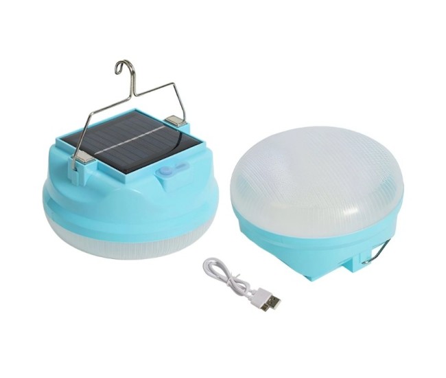 Lama Solara, Flippy, 2in1, Incarcare Solara/USB, LED, din Plastic, 3 Trepte de Intensitate, 100 W, 5V, 13 x 13 x 7 cm, Albastru