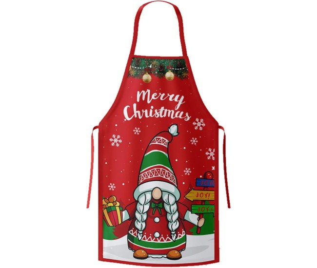 Sort de Bucatarie Decorativ, Flippy, Tema Craciun, 50 x 70 cm, Model Elf, din Poliester, Rosu