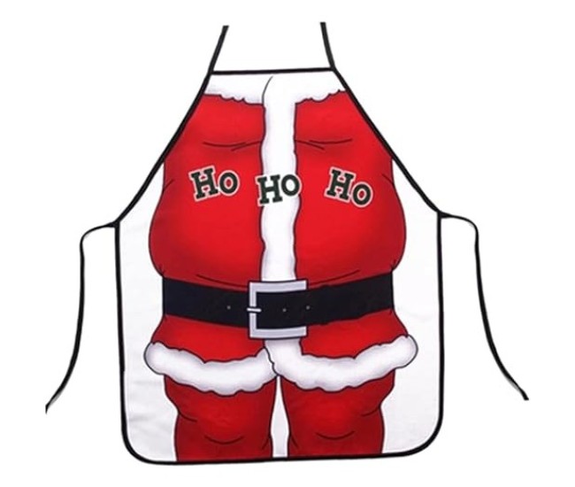 Sort de Bucatarie Decorativ, Flippy, Tema Craciun, 50 x 70 cm, Model HO HO HO, din Poliester, Rosu