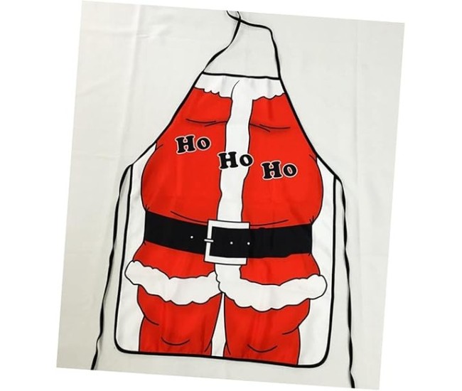 Sort de Bucatarie Decorativ, Flippy, Tema Craciun, 50 x 70 cm, Model HO HO HO, din Poliester, Rosu