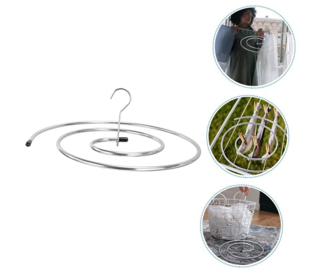 Uscator de Rufe Spiralat, Flippy, din Otel Inoxidabil de 10 mm, Detasabil, 40 x 43 x 18 cm, Argintiu Uscator de Rufe Spiralat, Flippy, din Otel Inoxidabil de 10 mm, Detasabil, 40 x 43 x 18 cm, Argintiu