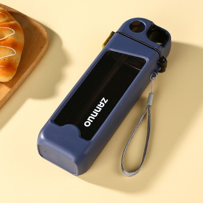 Sticla de Apa pentru Sport, Flippy, Albastra, 350 mL, cu Pai si Capac