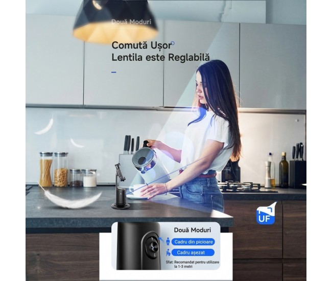 Stabilizator Pentru Telefon Cu Urmarire Automata, Flippy, AI Face Tracking, Rotire 360 Grade, 17 x 8 cm, Negru