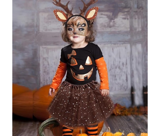 Sticker Temporar pentru Fata, Flippy, pentru Machiaj, Face Art, Halloween, Teatru, Model Caprioara, Maro