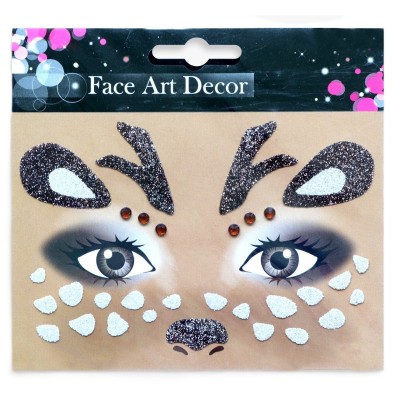 Sticker Temporar pentru Fata, Flippy, pentru Machiaj, Face Art, Halloween, Teatru, Model Caprioara, Maro